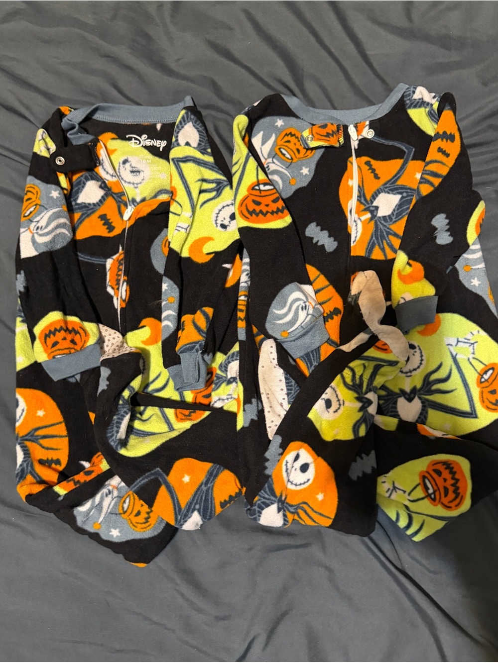 2 Disney Black Halloween Fleece Sleep Sack with Orange and Lime Prints